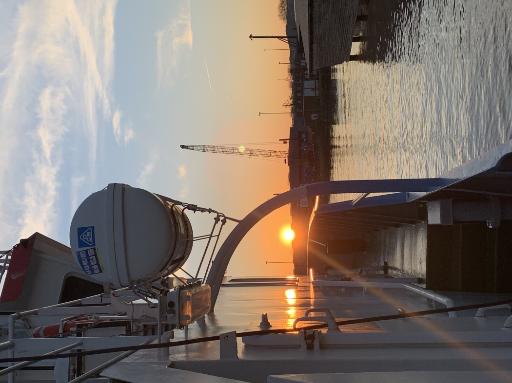 Sunset at the port of Emden